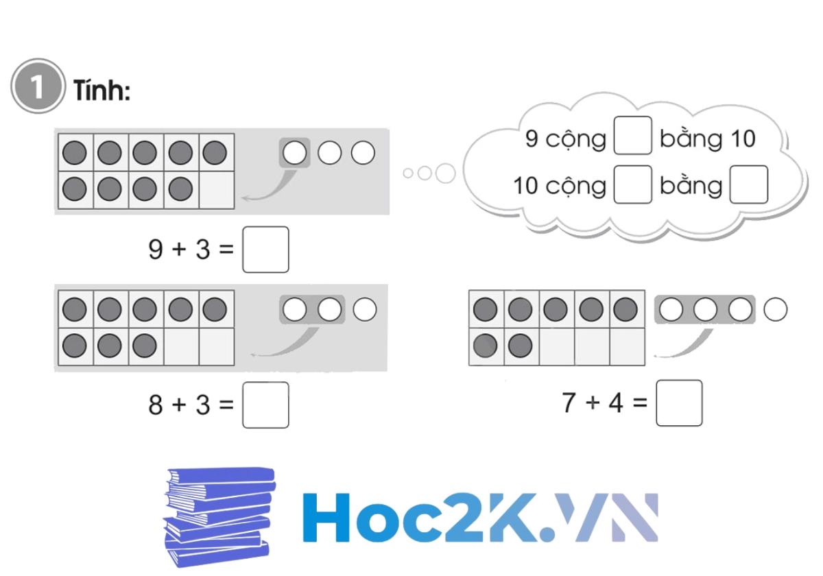 Bài 10: Phép cộng (có nhớ) trong phạm vi 20 (tiếp theo) - Hình 1