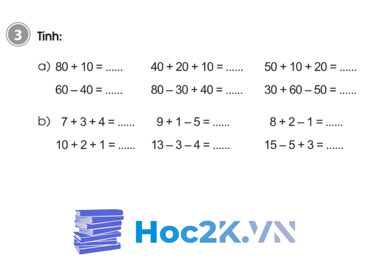 Bài 2: Ôn tập về phép cộng, phép trừ (không nhớ) trong phạm vi 100 - Hình 5