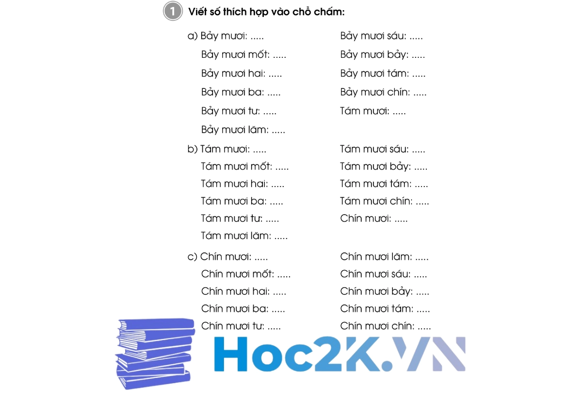 Bài 45: Các số có hai chữ số (từ 71 đến 99) - Hình 1