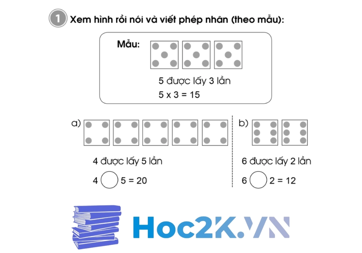 Bài 52: Làm quen với phép nhân Dấu nhân - Hình 1 Bài 52: Làm quen với phép nhân Dấu nhân - Hình 1