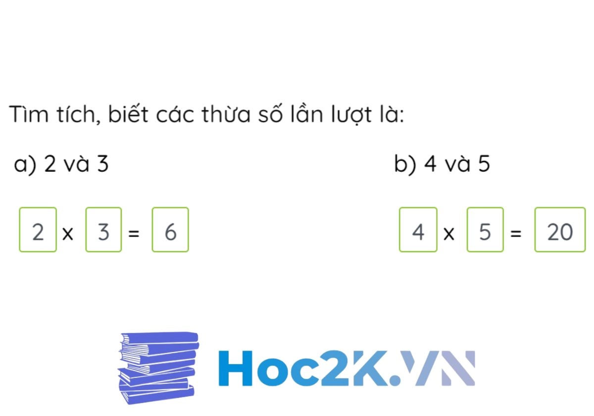 Bài 54: Thừa số - Tích - Hình 4 Bài 54: Thừa số - Tích - Hình 4