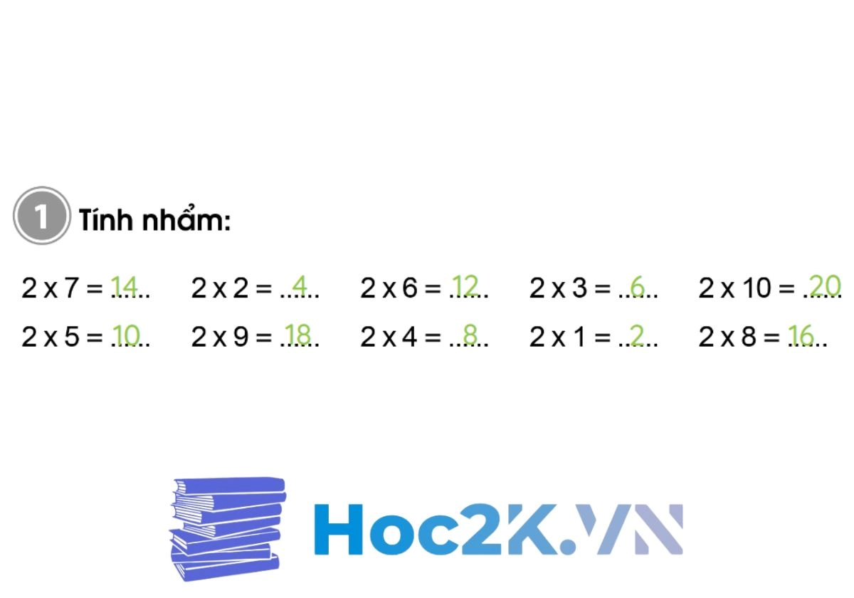 Bài 55: Bảng nhân 2 - Hình 2 Bài 55: Bảng nhân 2 - Hình 2