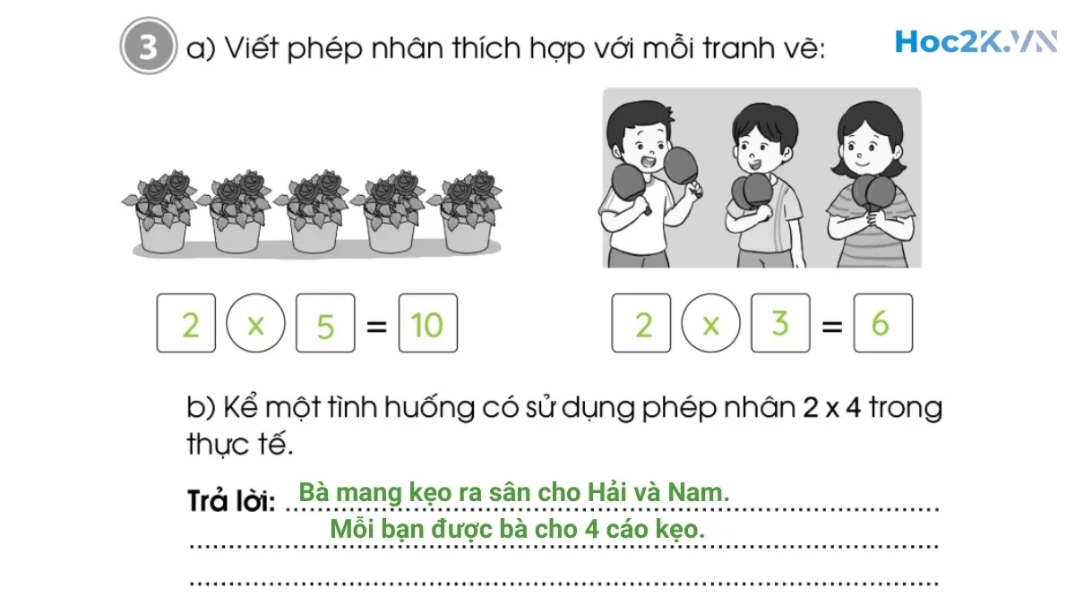 Bài 55: Bảng nhân 2 - Hình 6 Bài 55: Bảng nhân 2 - Hình 6