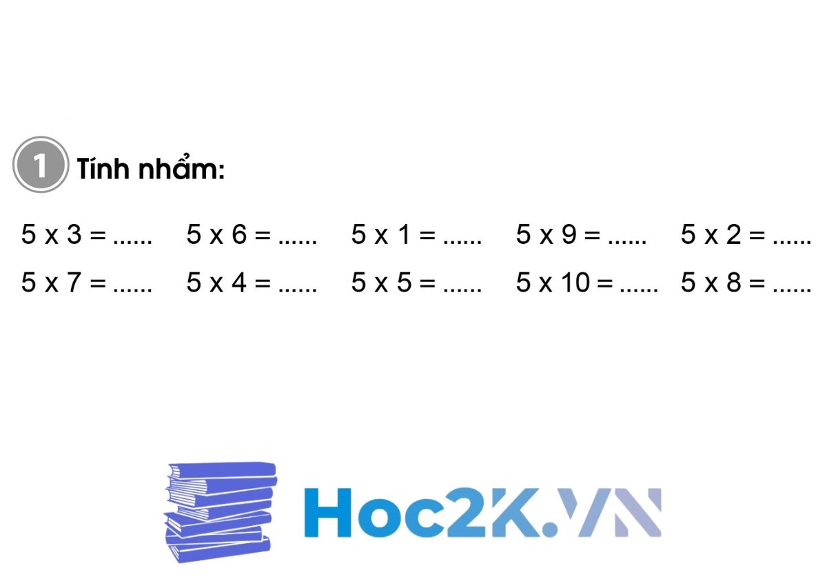 Bài 56: Bảng nhân 5 - Hình 1 Bài 56: Bảng nhân 5 - Hình 1