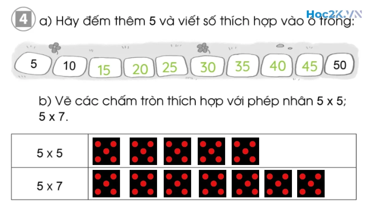 Bài 56: Bảng nhân 5 - Hình 8 Bài 56: Bảng nhân 5 - Hình 8