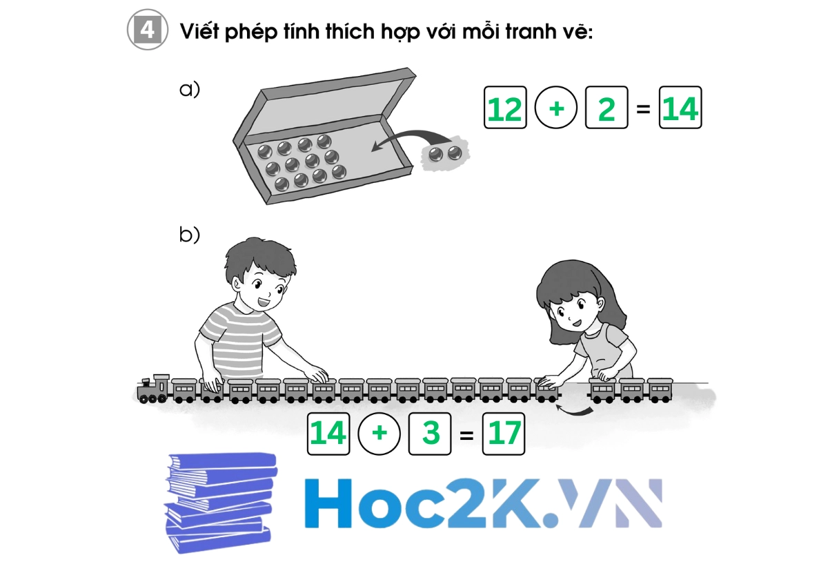 Bài 56: Phép cộng dạng 14+3 - Hình 8