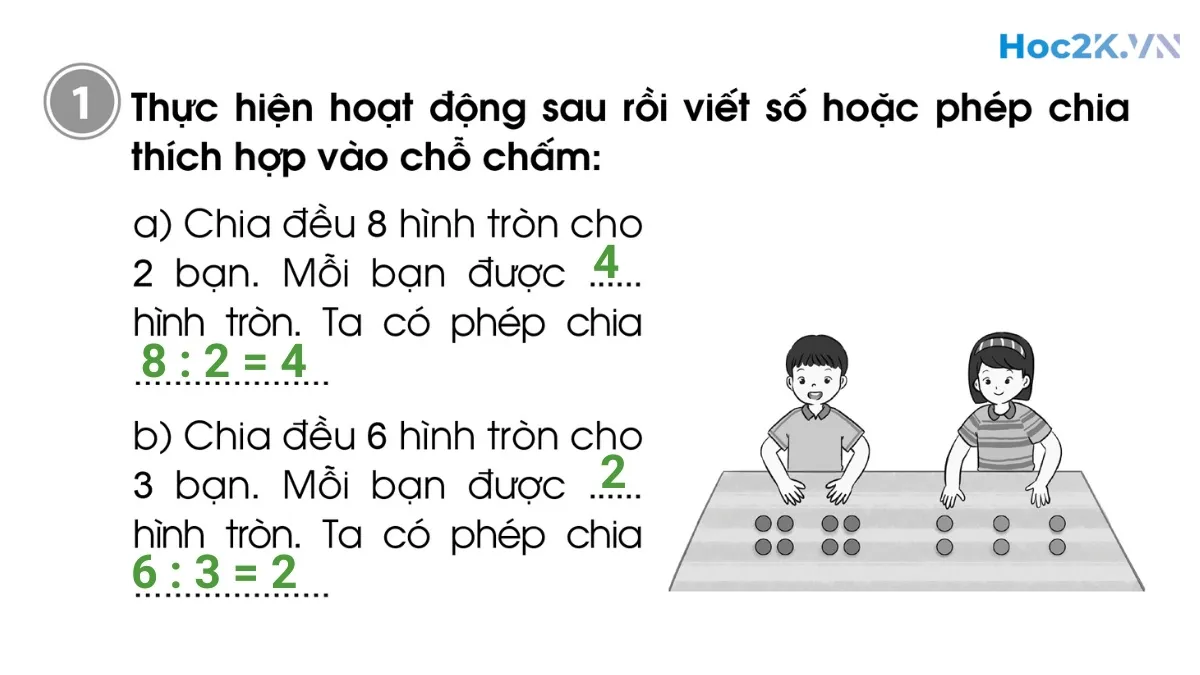 Bài 57: Làm quen với phép chia Dấu chia - Hình 2 Bài 57: Làm quen với phép chia Dấu chia - Hình 2