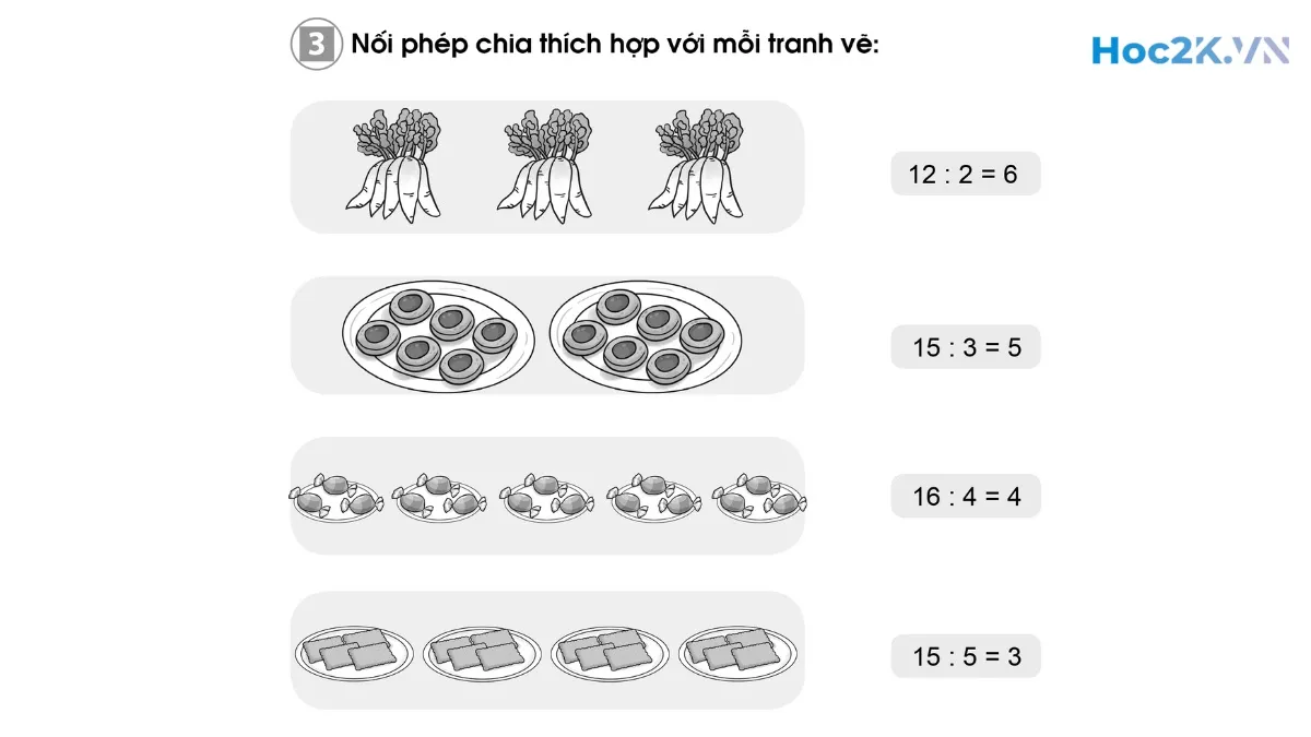 Bài 57: Làm quen với phép chia Dấu chia - Hình 5 Bài 57: Làm quen với phép chia Dấu chia - Hình 5