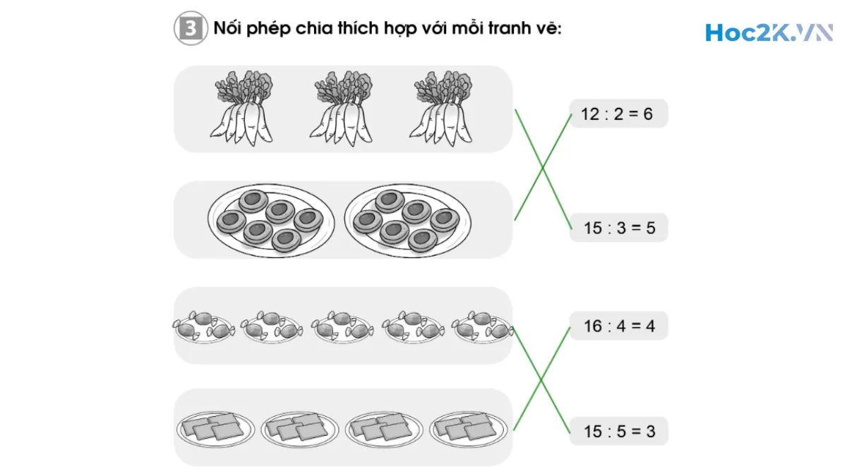 Bài 57: Làm quen với phép chia Dấu chia - Hình 6 Bài 57: Làm quen với phép chia Dấu chia - Hình 6