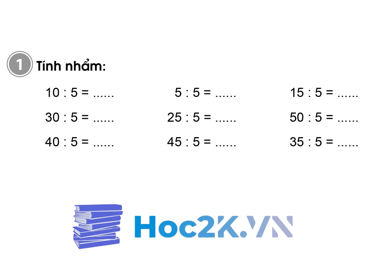 Bài 61: Bảng chia 5 - Hình 1 Bài 61: Bảng chia 5 - Hình 1