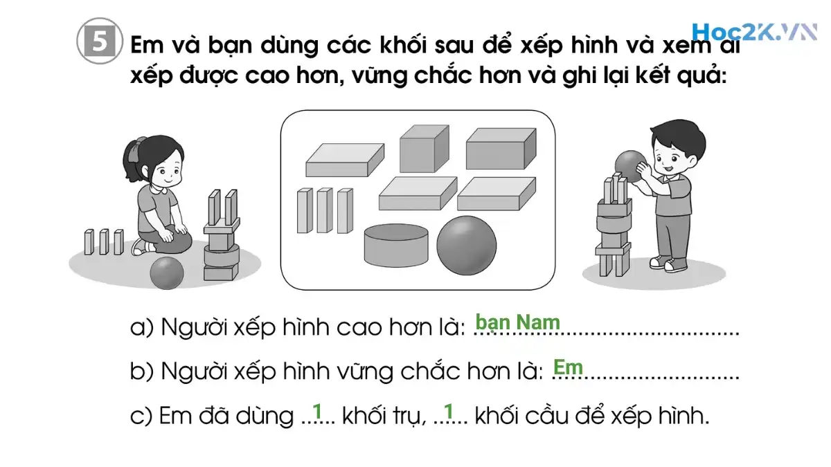 Bài 66: Thực hành lắp ghép, xếp hình khối - Hình 10 Bài 66: Thực hành lắp ghép, xếp hình khối - Hình 10