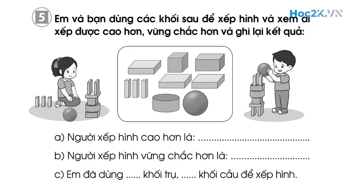 Bài 66: Thực hành lắp ghép, xếp hình khối - Hình 9 Bài 66: Thực hành lắp ghép, xếp hình khối - Hình 9