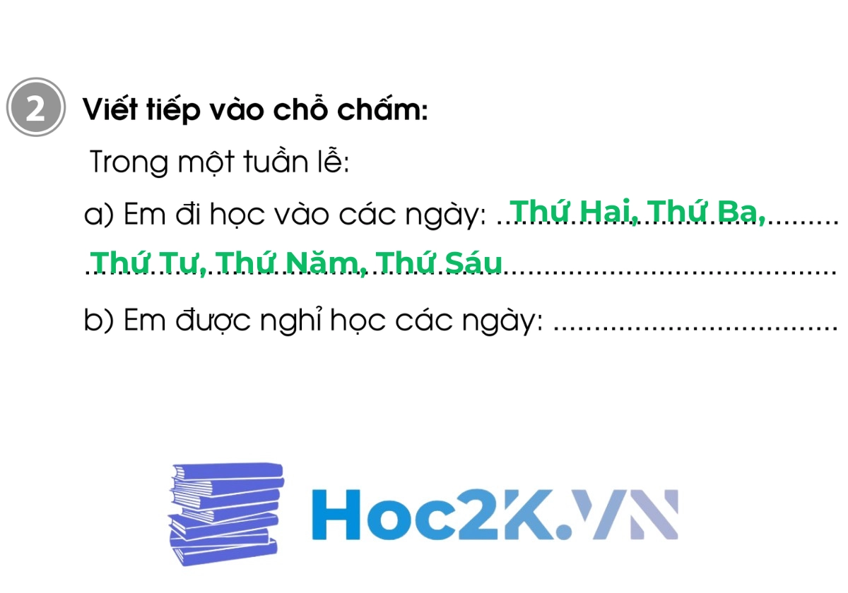 Bài 67: Các ngày trong tuần lễ trang 58,59 - Hình 4