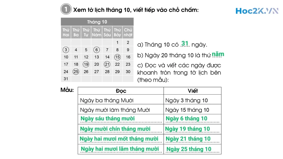 Bài 69: Ngày - Tháng - Hình 2 Bài 69: Ngày - Tháng - Hình 2