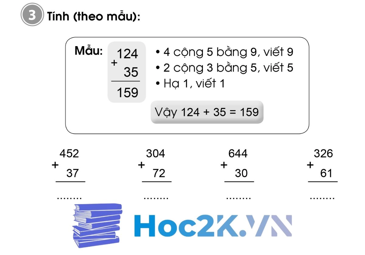 Bài 79: Phép cộng (không nhớ) trong phạm vi 1000 - Hình 5 Bài 79: Phép cộng (không nhớ) trong phạm vi 1000 - Hình 5