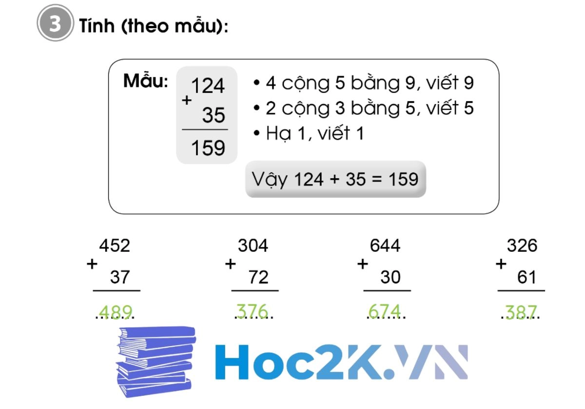 Bài 79: Phép cộng (không nhớ) trong phạm vi 1000 - Hình 6 Bài 79: Phép cộng (không nhớ) trong phạm vi 1000 - Hình 6