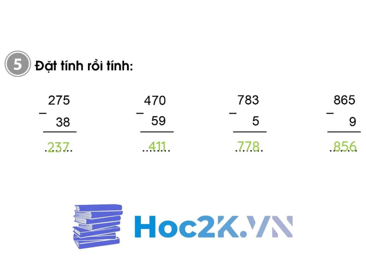 Bài 86: Phép trừ (có nhớ) trong phạm vi 1000 - Hình 10 Bài 86: Phép trừ (có nhớ) trong phạm vi 1000 - Hình 10