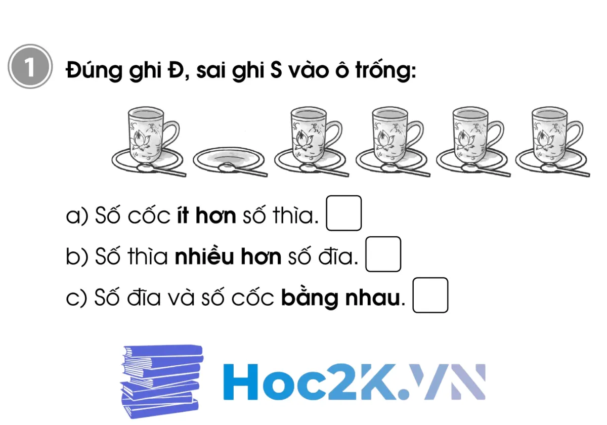 Bài 9: Nhiều hơn - Ít hơn - Bằng nhau - Hình 1