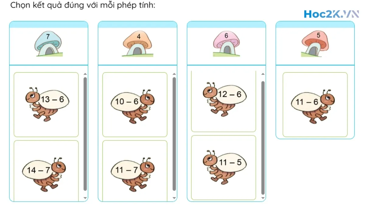 Bảng trừ (có nhớ) trong phạm vi 20 - Hình 4 Bảng trừ (có nhớ) trong phạm vi 20 - Hình 4