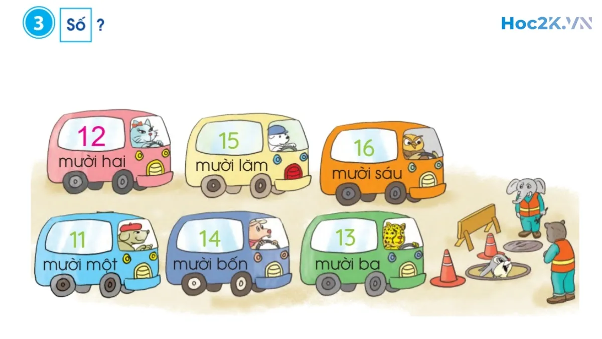 Các số 11, 12, 13, 14, 15, 16 - Hình 6 Các số 11, 12, 13, 14, 15, 16 - Hình 6