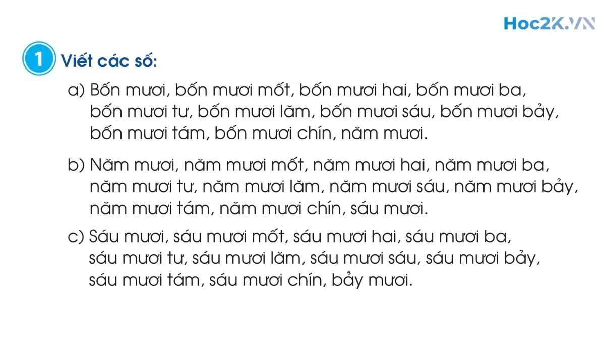 Các số có hai chữ số (từ 41 đến 70) - Hình 1 Các số có hai chữ số (từ 41 đến 70) - Hình 1