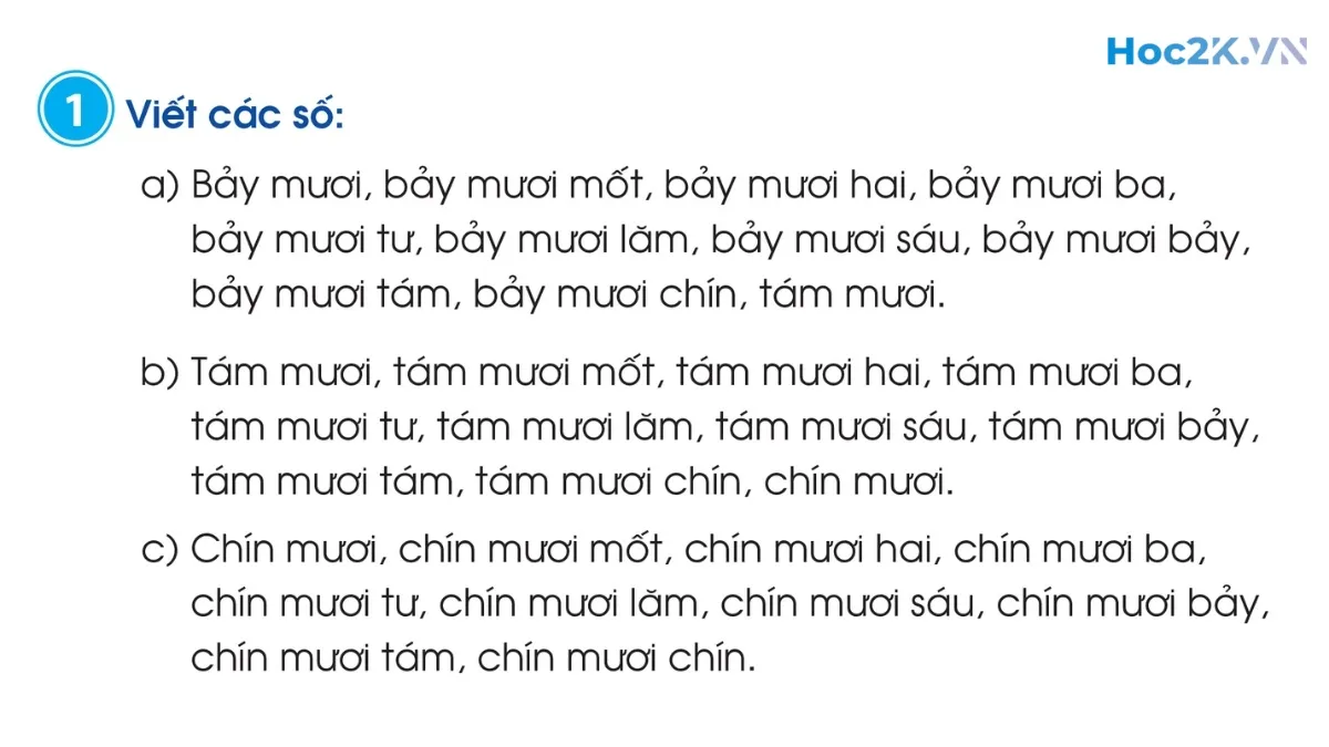 Các số có hai chữ số (từ 71 đến 99) - Hình 1 Các số có hai chữ số (từ 71 đến 99) - Hình 1