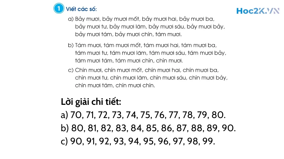 Các số có hai chữ số (từ 71 đến 99) - Hình 2 Các số có hai chữ số (từ 71 đến 99) - Hình 2