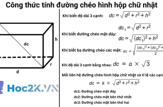 Công thức tính đường chéo hình hộp chữ nhật