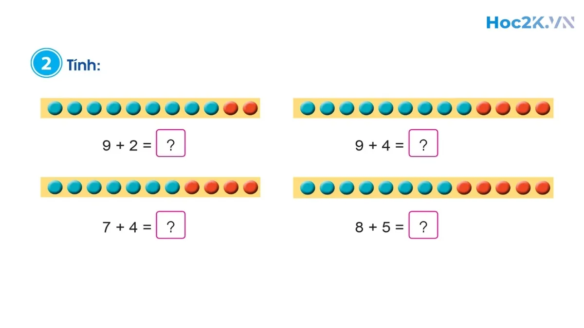 Phép cộng (có nhớ) trong phạm vi 20 - Hình 3 Phép cộng (có nhớ) trong phạm vi 20 - Hình 3