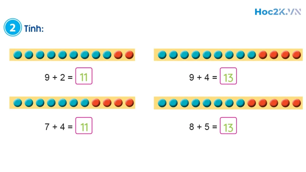 Phép cộng (có nhớ) trong phạm vi 20 - Hình 4 Phép cộng (có nhớ) trong phạm vi 20 - Hình 4
