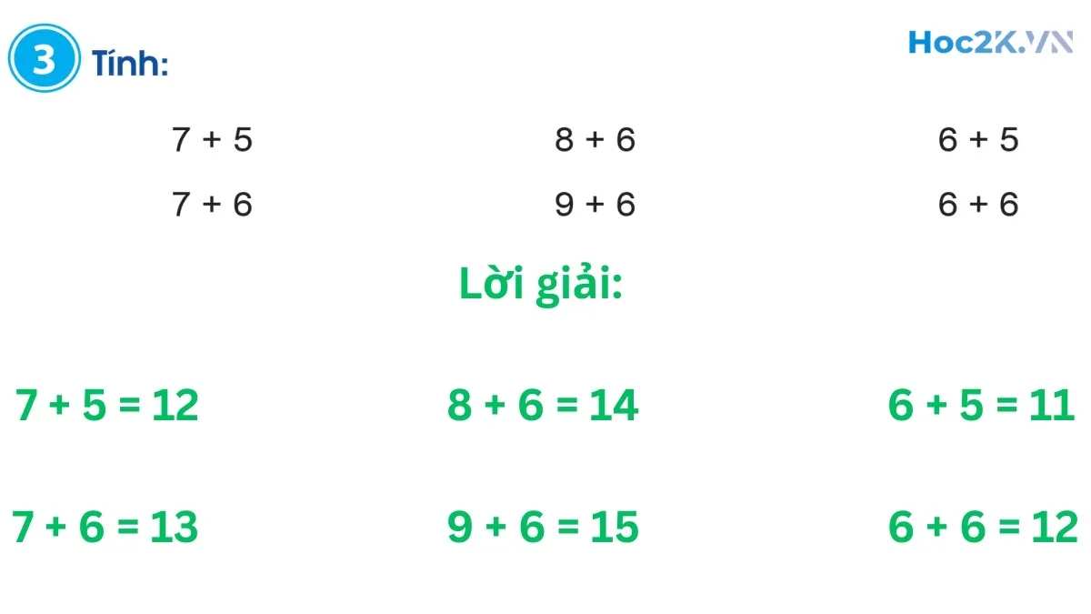 Phép cộng (có nhớ) trong phạm vi 20 - Hình 6 Phép cộng (có nhớ) trong phạm vi 20 - Hình 6