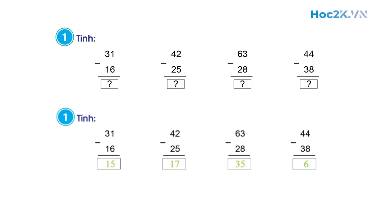 Phép trừ (có nhớ) trong phạm vi 100 - Hình 2 Phép trừ (có nhớ) trong phạm vi 100 - Hình 2