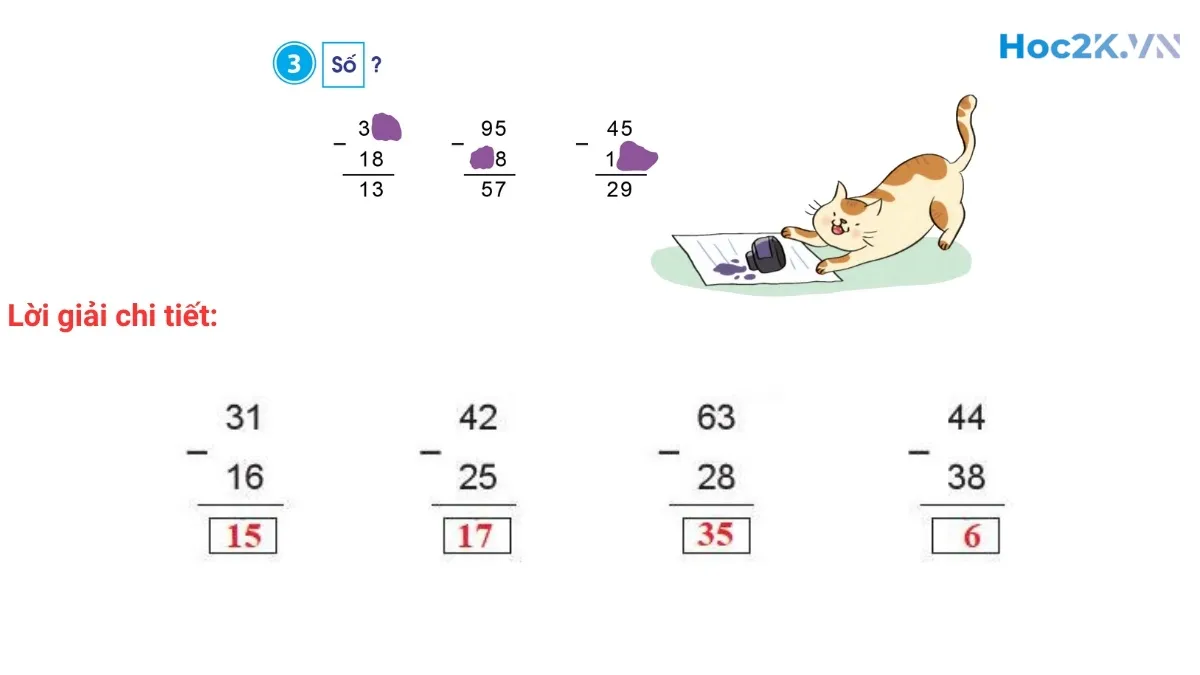 Phép trừ (có nhớ) trong phạm vi 100 - Hình 6 Phép trừ (có nhớ) trong phạm vi 100 - Hình 6