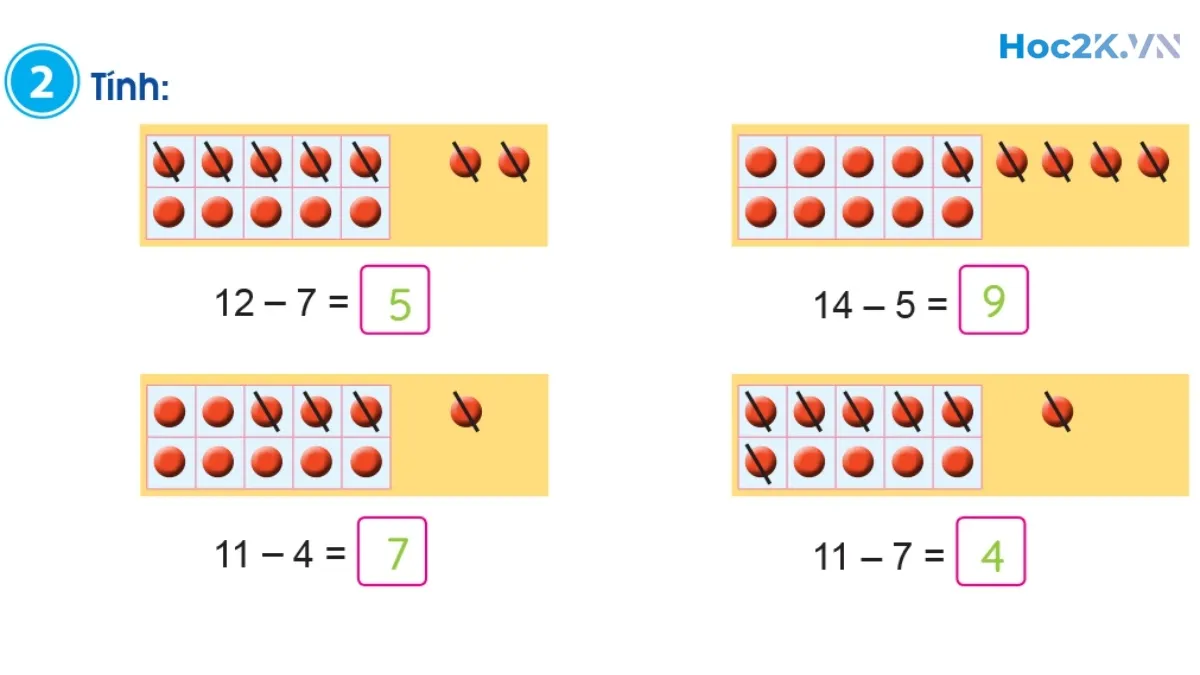 Phép trừ (có nhớ) trong phạm vi 20 (tiếp theo) - Hình 4 Phép trừ (có nhớ) trong phạm vi 20 (tiếp theo) - Hình 4