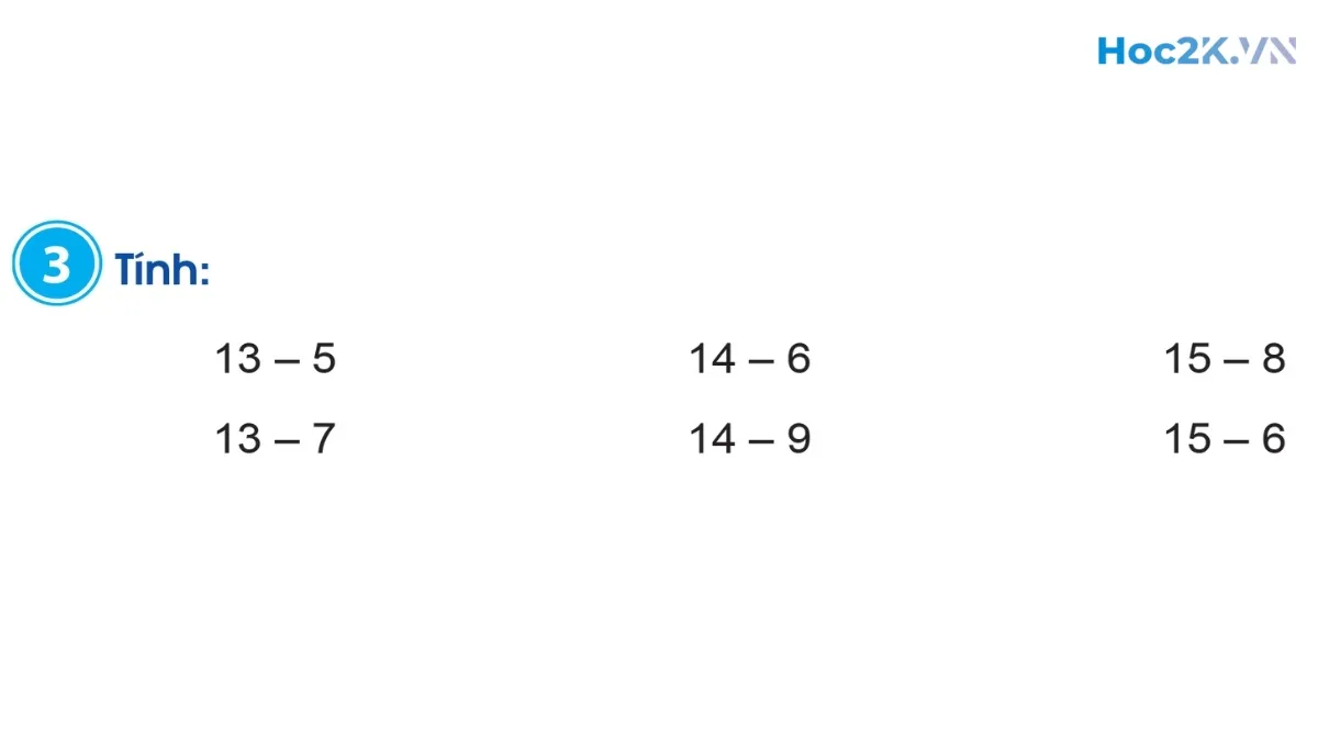 Phép trừ (có nhớ) trong phạm vi 20 (tiếp theo) - Hình 5 Phép trừ (có nhớ) trong phạm vi 20 (tiếp theo) - Hình 5