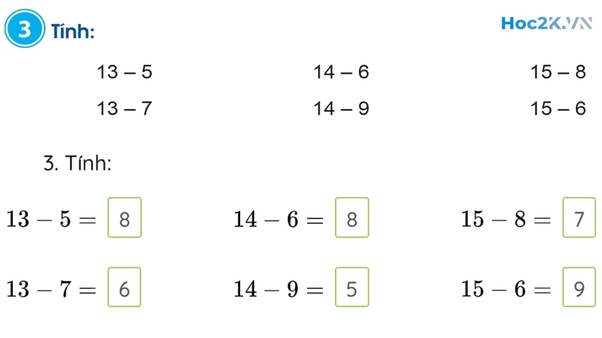 Phép trừ (có nhớ) trong phạm vi 20 (tiếp theo) - Hình 6 Phép trừ (có nhớ) trong phạm vi 20 (tiếp theo) - Hình 6