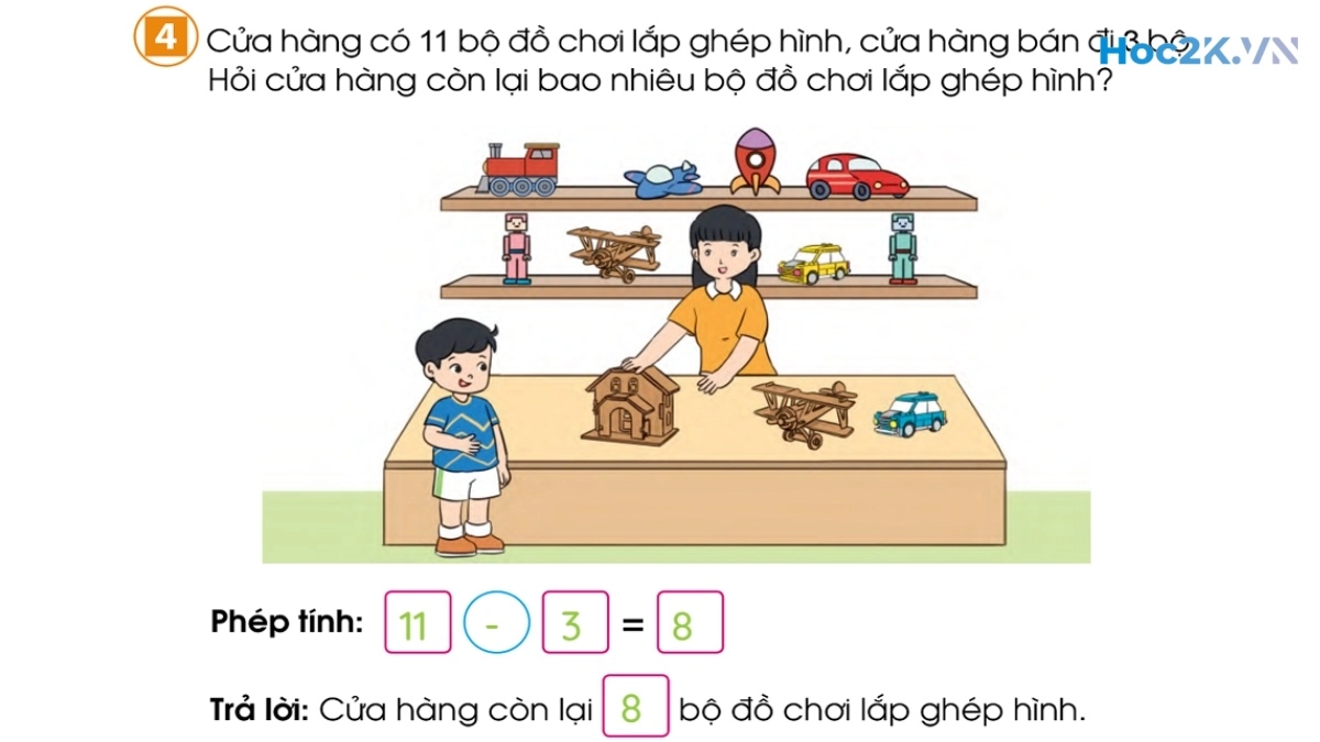 Phép trừ (có nhớ) trong phạm vi 20 (tiếp theo) - Hình 8 Phép trừ (có nhớ) trong phạm vi 20 (tiếp theo) - Hình 8