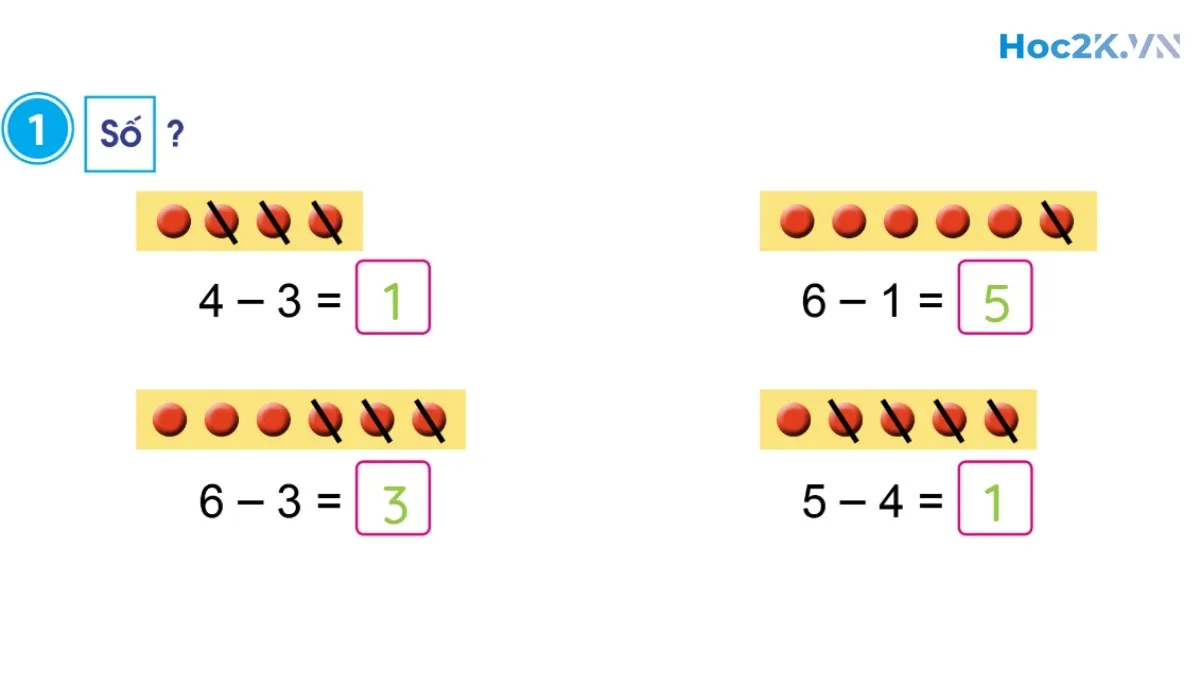 Phép trừ trong phạm vi 6 - Dấu trừ - Hình 2